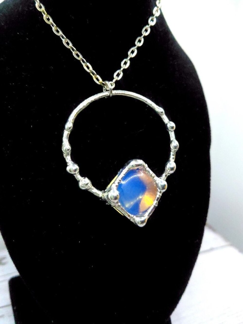 Opalite crystal cube necklace handmade